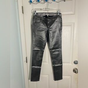 Gun metal / silver metallic jeans